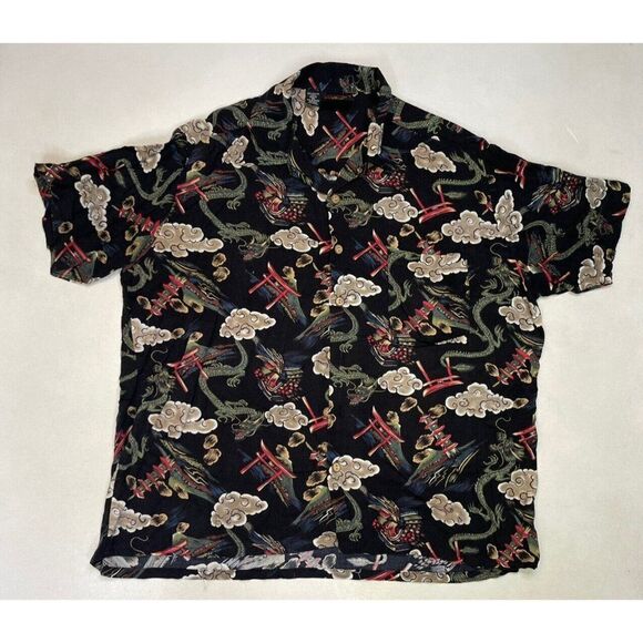 VINTAGE Red Dragon By Kennington Hawaiian Shirt Men XL  All Over Dragon Print - Picture 3 of 6